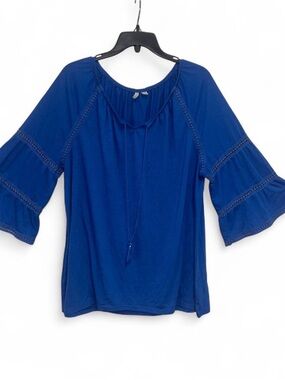 Bohemian Royal Blue Peasant Tunic with Tassel Tie From Cato